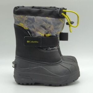 Columbia Snow‎ Boots Youth Size 9 Black Camo Waterproof Insulated 1835032010